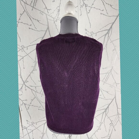 The Villager VTG Ramie Cotton Blend Floral Embroidered Sweater Vest - Picture 4 of 6